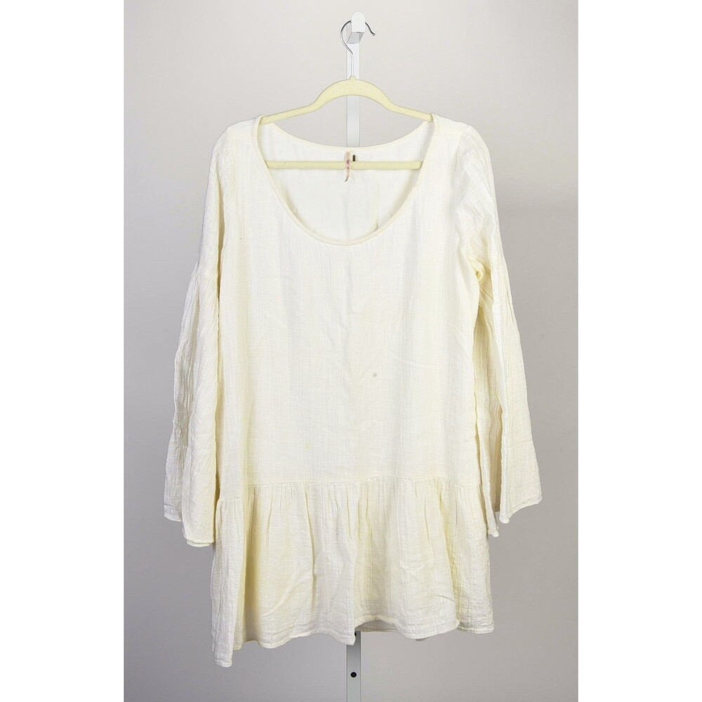 ​Free People Ivory Bohemian Drop Waist Relaxed Fit Dress Size L